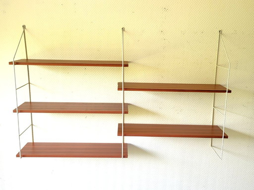 70s' Vintage String teak double shelf