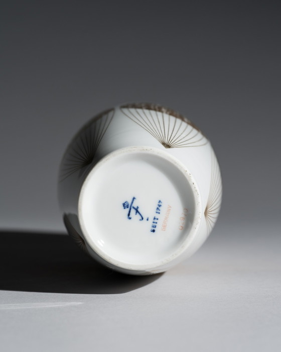 Image 1 of Fürstenberg E.A. Sunderman Vase Gold & White Porcelain West Germany Space-Age