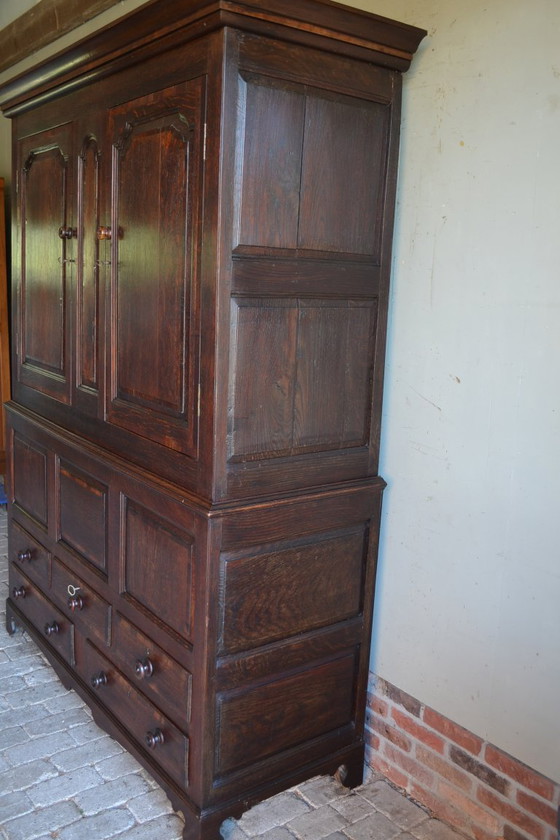 Image 1 of Antique oak wood cabinet, closet.