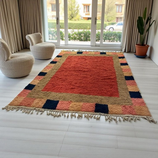 MAROKKAANS ORANJE TAPIJT VAN NATUURLIJKE WOL 300X200CM