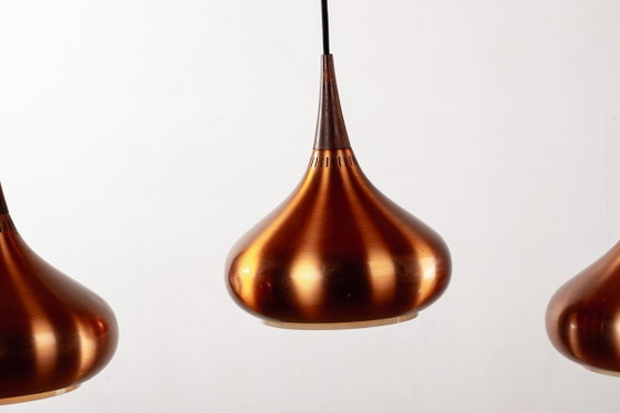 Image 1 of Grande triple suspension Danoise en métal et Palissandre, édition ancienne, modèle Orient, par Jo Hammerborg pour Fog & Mørup 19