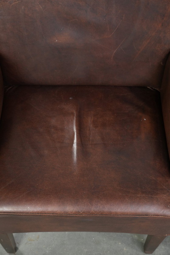 Image 1 of 4 chaises de salle à manger/d'appoint magnifiquement finies avec accoudoirs en cuir de vachette