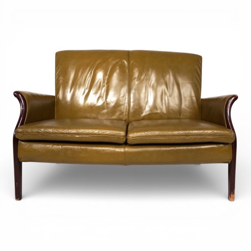 Canapé deux places Froxfield en cuir vert mousse de Parker Knoll, 1960