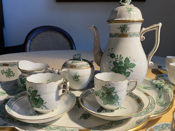 Image 1 of Herend Hungary Handgeschilderd Koffieservies - 29 Delig