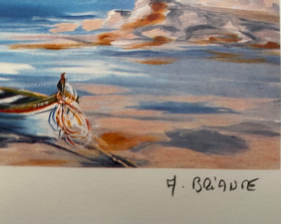 Image 1 of Anne Marie Briante: "Le pêcheur".  Litografia a colori, firmata e numerata a mano.