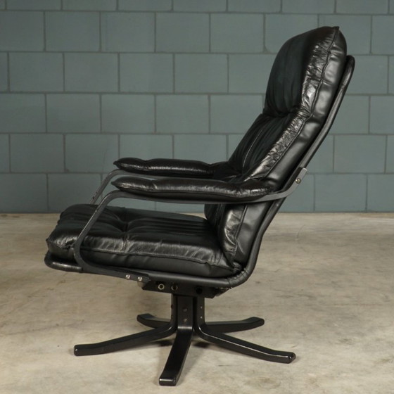 Image 1 of Vintage Unico draaifauteuil met hocker – jaren 70