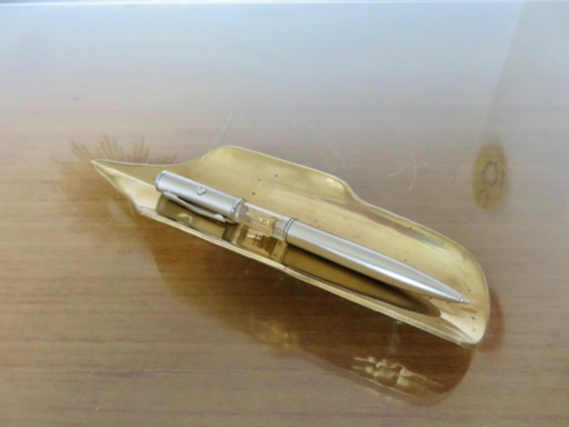 Federförmiger Stifthalter aus Messing, Frankreich, 1970