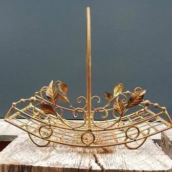 Wrought iron basket with handle small, Decorative Objects, Metal, Brown, Vintage (photo 2 of 5)