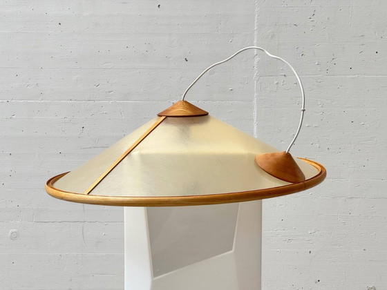 Image 1 of Lampada da soffitto in fibra di vetro e legno di Giovanni Offredi per MC Selvini, Italia, anni '70