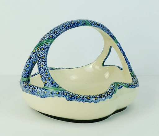Cesto in ceramica Karlsruher Majolika di Wilhelm Süs