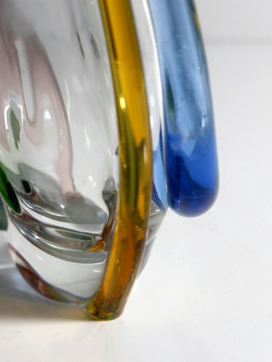 Image 1 of Bohemian glass vase František Zemek model Rhapsody Sklo Union Swirl 50s Mid Century CZ