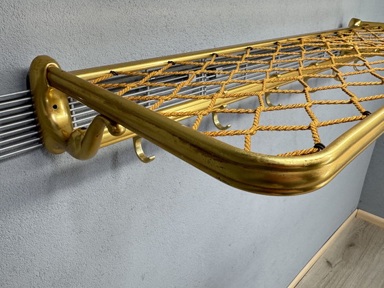 Image 1 of Vintage metalen wandkapstok met touw