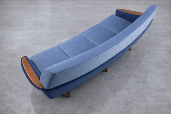 Image 1 of Vintage Mid-Century Scandinavian Modern Blue Velvet Living Room Set by Holm Fabriker AB, Set of 2, 1960s