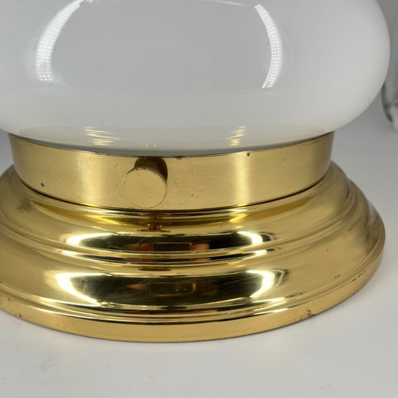 Vintage Art Deco/Bauhaus ceiling lamp – opal glass – 2x E27 – Mid Century – Ceiling lights, Metal (photo 7 of 13)