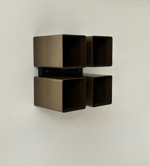 Lampada da parete vintage RAAK, P1445, metallo e ABS marrone, Paesi Bassi, 1970