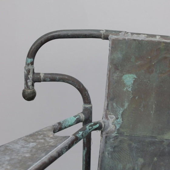 Image 1 of Panca scultorea in rame, zinco e vetro colorato di Cor de Ree, Paesi Bassi, 1999