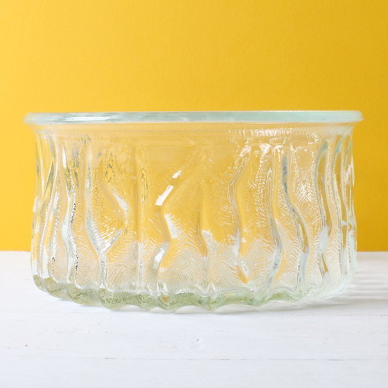 Image 1 of Vintage Pressed Glass Fruit Bowl: Large Bohemian Glass Union Centerpiece / 1970s