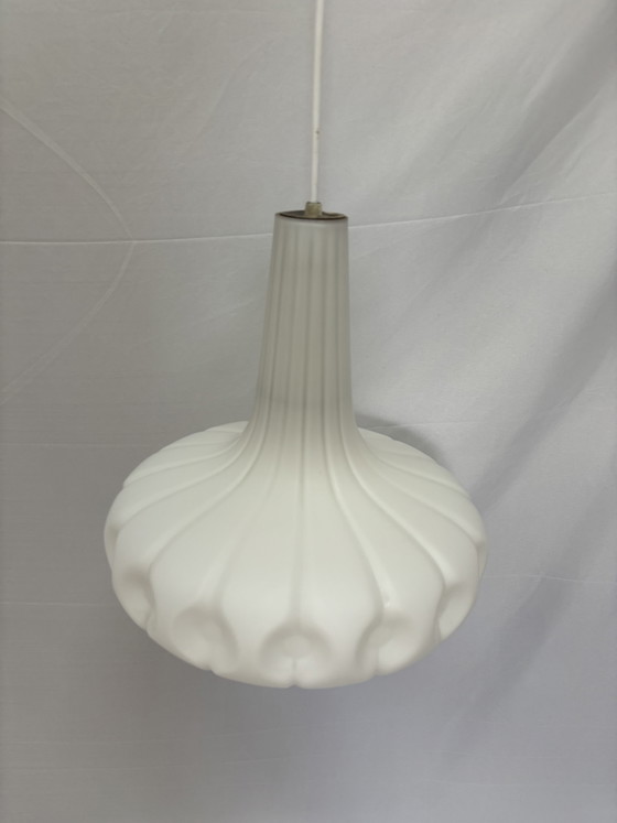 Image 1 of Vintage Peill & Putzler space age pendant lamp white frosted glass