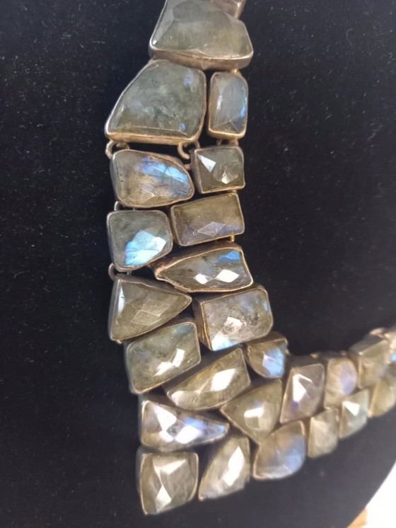 Image 1 of Jewelry set silver 925 with semi-precious stone labradorite.