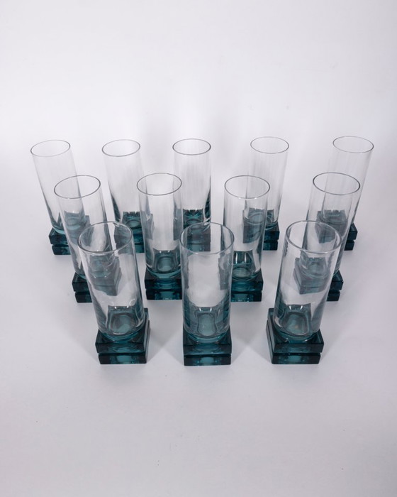 Vintage Italian Blue Crystal Glasses, 1970s, Set of 11 – Glass & Decanter (photo 3 of 8)