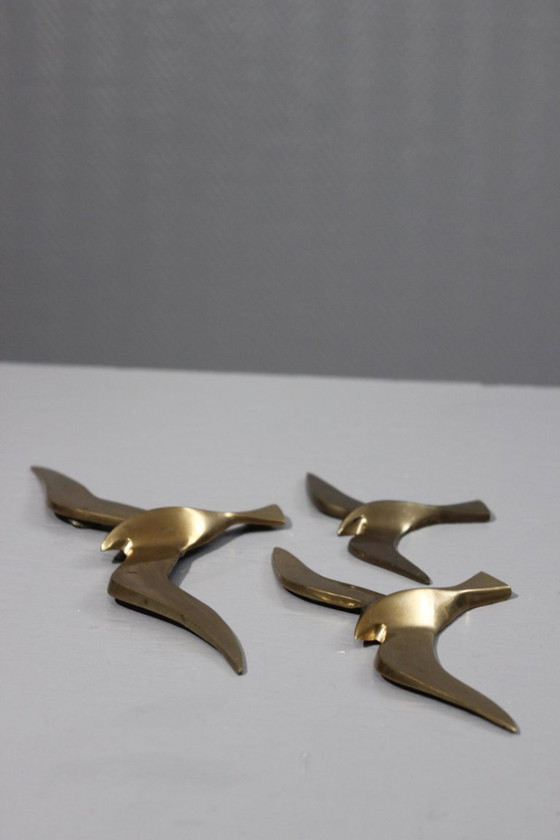 Image 1 of Decorazione da parete sculture d'epoca rondini in ottone design anni '60
