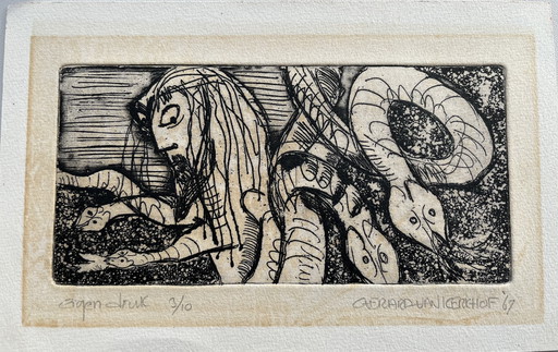 Etching 'Greek mythology 4' - Gerard van Kerkhof - 1967