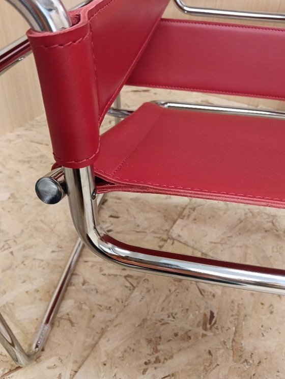 Image 1 of KNOLL Studio Set van 2 WASSILY B3 fauteuils (NIEUW) in rood leer