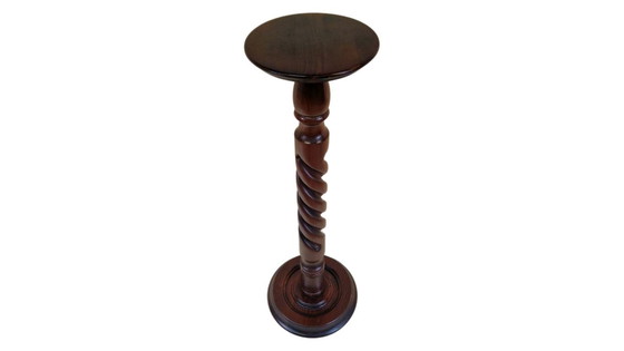 Image 1 of Antique mahogany Barley Twist Plant Stand