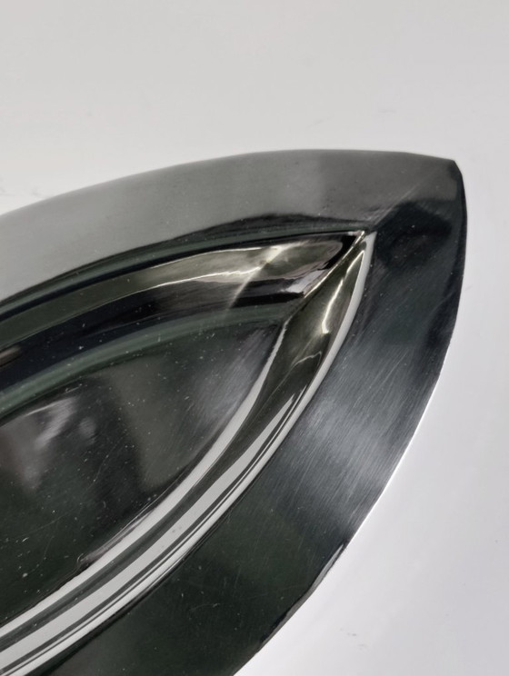 Image 1 of Plat de service argenté en forme d'amande, style années 80, coupe à fruits, plateau, bonbonnière vintage