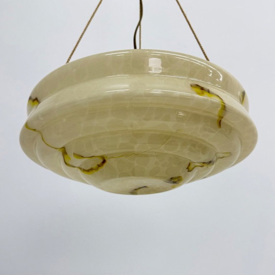 Image 1 of art deco hanglamp marmer glas , 1950s