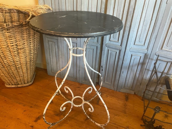 Image 1 of French Table Side Table Art Nouveau 1890 With Faux Marbre Hand Forged