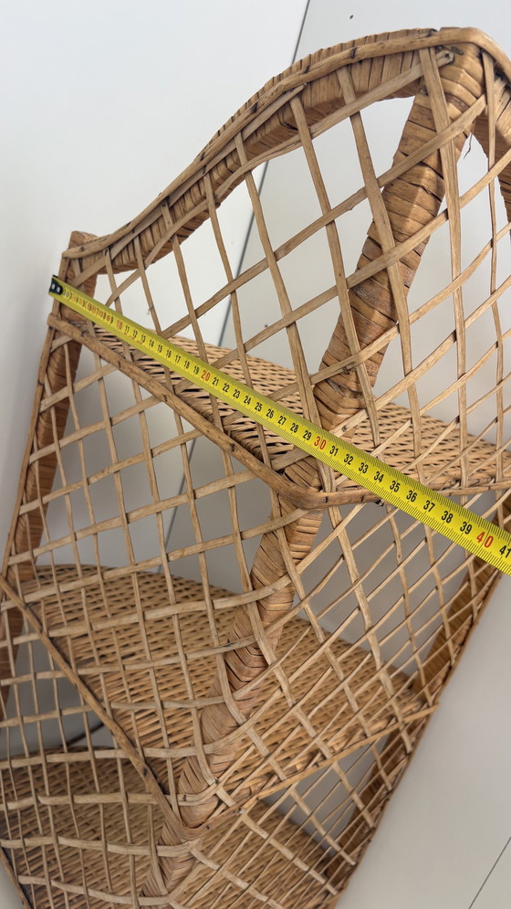 Image 1 of Armadietto angolare in rattan d'epoca portaspezie da cucina / armadietto per piante