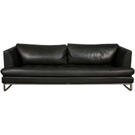 Image 1 of Vintage Valdichienti living room set in anthracite leather, 1970