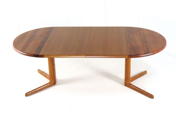 Image 1 of Table de salle à manger ronde extensible en teck massif danois 'Hurup' Vintage