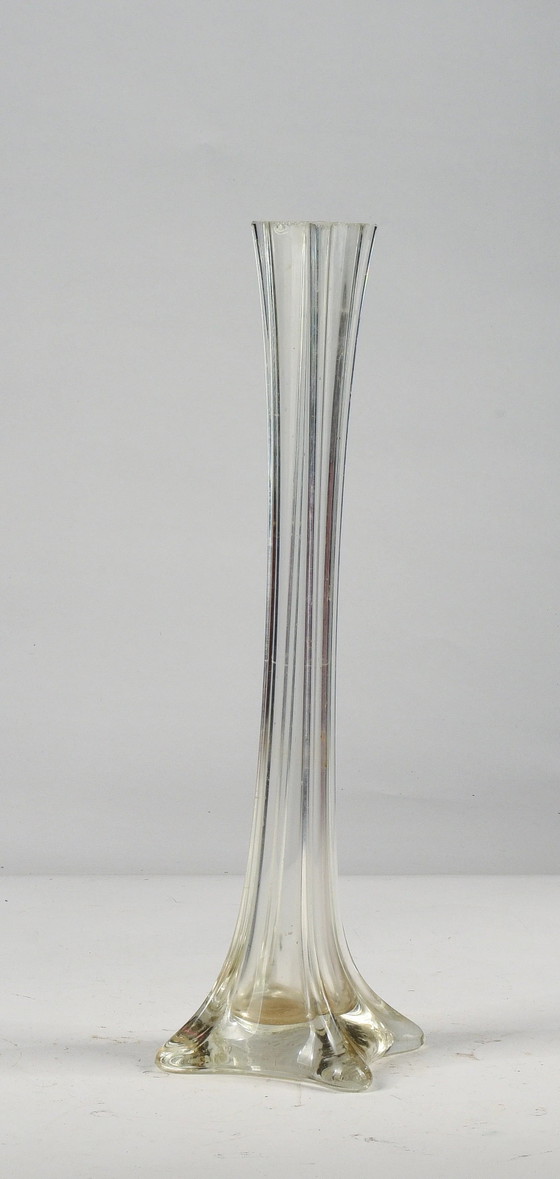 Vaso alto 40 cm vetro smussato base quadrata Italia 1950 – Vasi (photo 2 of 6)