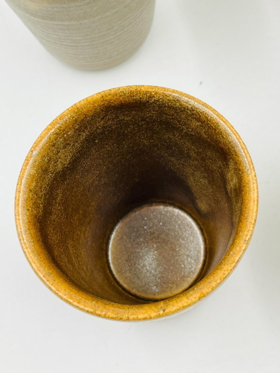 Image 1 of Lot de six gobelets en grès Digoin vintage