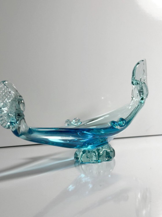 Image 1 of Murano Gondola Ashtray, Blue Vintage Bowl, 1970s, Cobalt, Italy