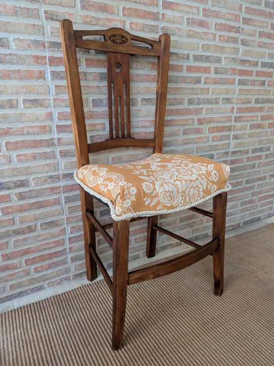 Antieke stoel, Kuipstoelen, Textiel, Hout, Beige (foto 3 van 14)