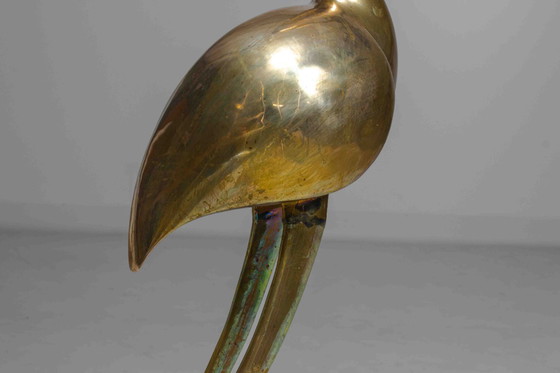 Image 1 of Brass decorative heron sculpture
