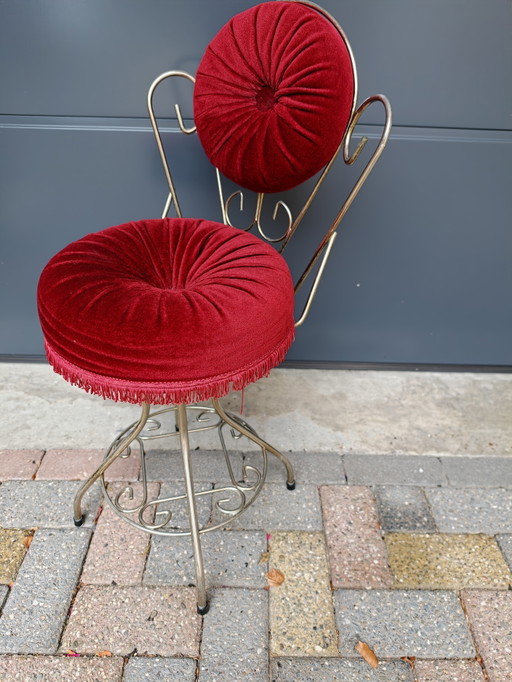Hollywood Regency Boudoir Stoel - Jaren '50 – eetkamerstoelen, Textile (photo 2 of 7)