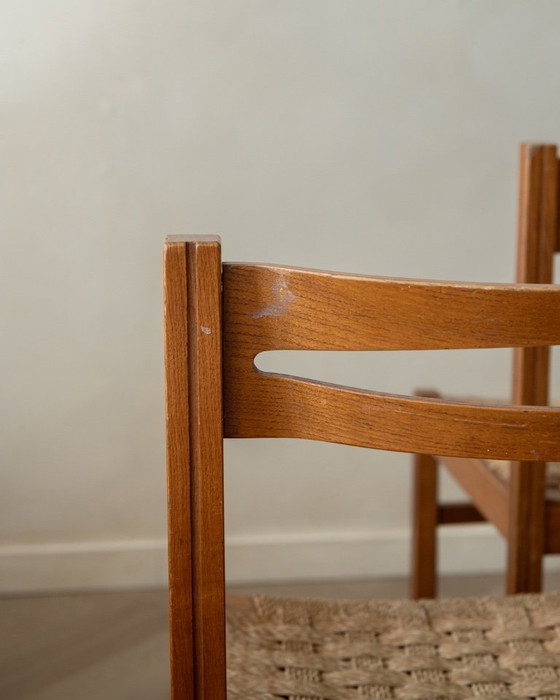 Image 1 of Vintage Italian Rustic Modern Dining Chairs by Snaidero, 1970s, Set of 5