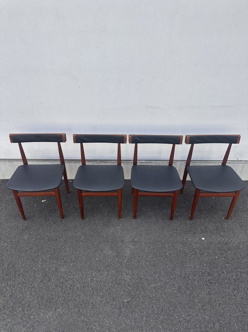 Set van 4 Scandinavische teakhouten stoelen van Hans Olsen voor Frem Røjle – Denemarken, jaren 60