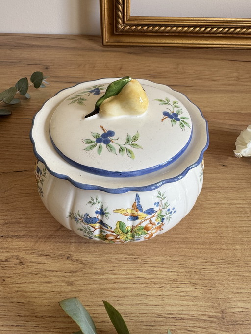 Pot soupière vintage oiseau 