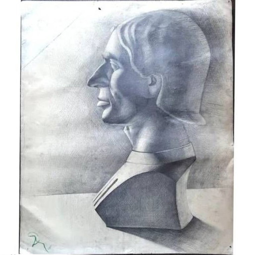 Dibujo a lápiz vintage, estatua