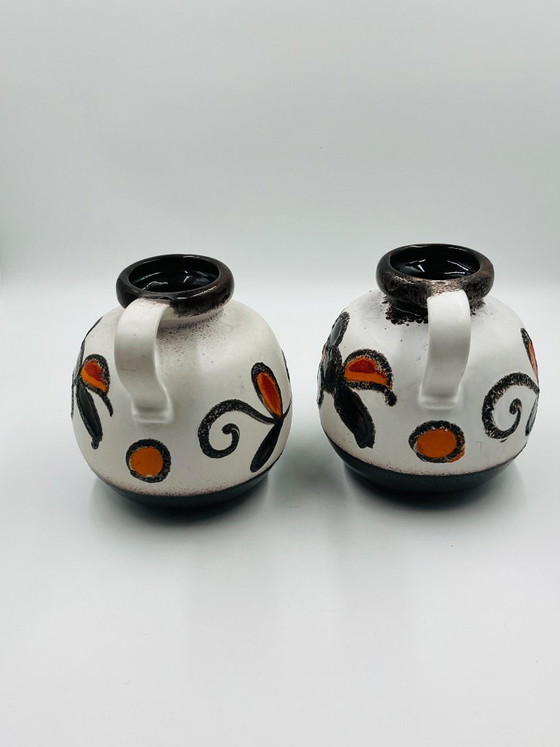 Image 1 of Coppia di vasi Scheurich 484 27 con decorazioni floreali, Germania Ovest