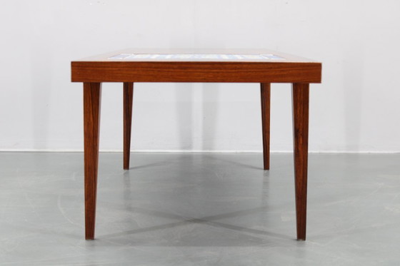 Image 1 of Mid-century Danish Haslev Mobelsnedkeri Coffee Table, Ceramic Tile Inlay, circa 1960s
