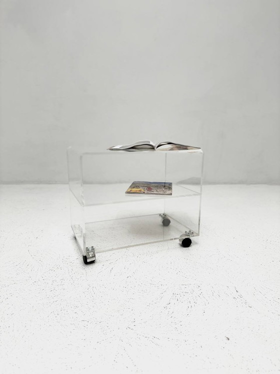 Image 1 of Space Age side table small made of plexiglass on castors