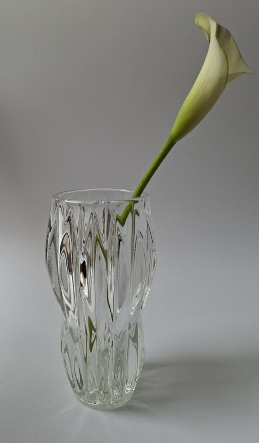 Vintage Rosice Sklo Union Glass Vase – Mid Century Pressed Glass – 15 cm – Czechoslovakia