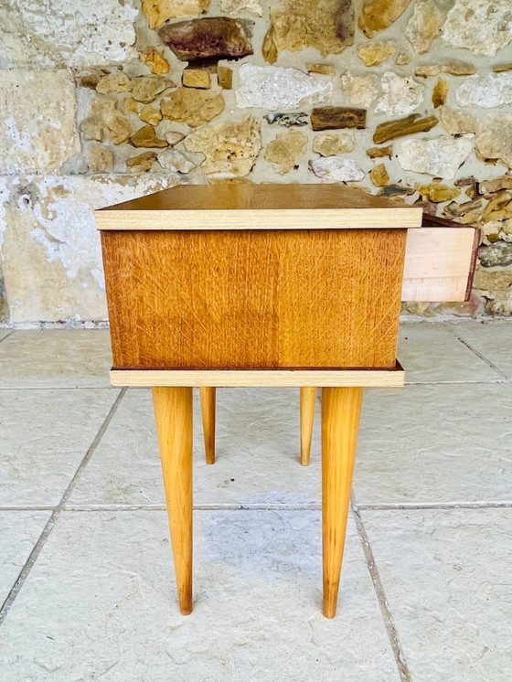 Image 1 of Mid-Century, Oak Nightstand , Circa 1960s 1970s