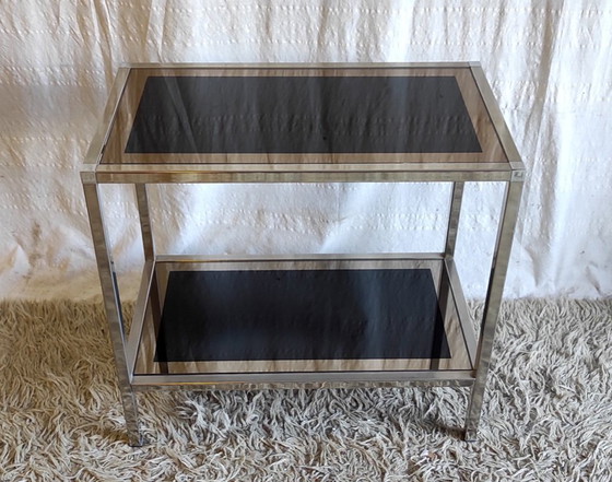 Image 1 of Consolle di design in metallo cromato e vetro - anni '70/'80